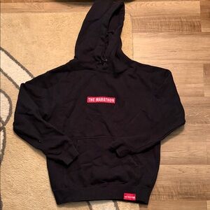 The Marathon Black Hoodie - Men's Pullover Sweatshirt size small